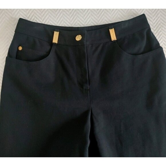 NWOT St. John Sport Black Straight Leg Jeans with Gold Tone Hardware Size 4 - Picture 2 of 6